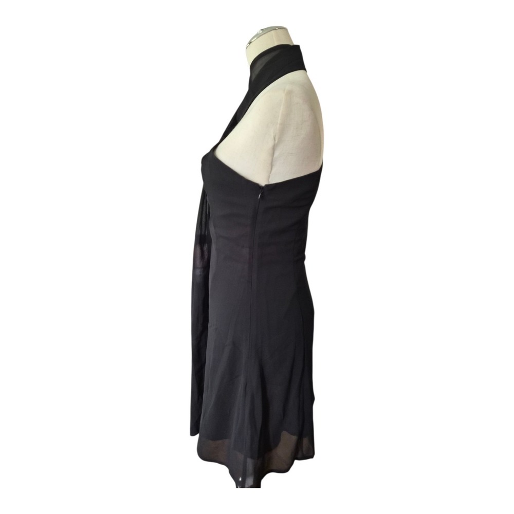 Commense Black One Shoulder Mini Dress Sewn‎ Scarf Wrap Size Small NWT Cocktail - Picture 5 of 9